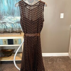 Jessica Howard Brown and White Polka Dot Maxi Dress